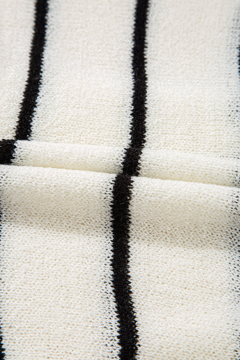 Textured Striped Button Front Sleeveless Knit Vest