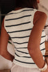 Textured Striped Button Front Sleeveless Knit Vest