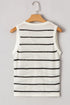 Textured Striped Button Front Sleeveless Knit Vest