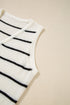 Textured Striped Button Front Sleeveless Knit Vest
