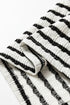 Textured Striped Button Tab V Neck Top