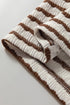 Textured Striped Button Tab V Neck Top