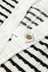 Textured Striped Button Tab V Neck Top