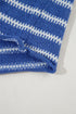 Textured Striped Drop Shoulder Relaxed Fit Pullover Sweater