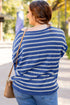 Textured Striped Drop Shoulder Relaxed Fit Pullover Sweater