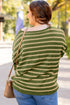 Textured Striped Drop Shoulder Relaxed Fit Pullover Sweater
