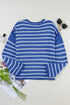 Textured Striped Drop Shoulder Relaxed Fit Pullover Sweater