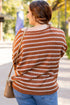 Textured Striped Drop Shoulder Relaxed Fit Pullover Sweater