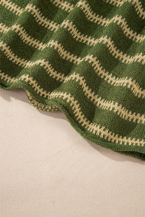 Textured Striped Drop Shoulder Relaxed Fit Pullover Sweater