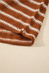 Textured Striped Drop Shoulder Relaxed Fit Pullover Sweater