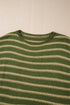 Textured Striped Drop Shoulder Relaxed Fit Pullover Sweater