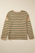 Textured Striped Drop Shoulder Relaxed Fit Pullover Sweater