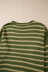 Textured Striped Drop Shoulder Relaxed Fit Pullover Sweater