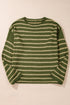 Textured Striped Drop Shoulder Relaxed Fit Pullover Sweater