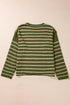 Textured Striped Drop Shoulder Relaxed Fit Pullover Sweater