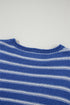 Textured Striped Drop Shoulder Relaxed Fit Pullover Sweater