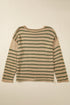 Textured Striped Drop Shoulder Relaxed Fit Pullover Sweater