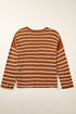 Textured Striped Drop Shoulder Relaxed Fit Pullover Sweater