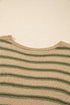 Textured Striped Drop Shoulder Relaxed Fit Pullover Sweater