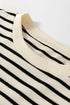 Textured Striped Eyelet Trim Ruffled Short Sleeve Top