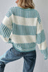 Textured Striped Long Sleeve Crew Neck Sweater