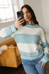 Textured Striped Long Sleeve Crew Neck Sweater