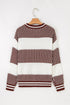 Textured Striped Long Sleeve Crew Neck Sweater