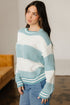 Textured Striped Long Sleeve Crew Neck Sweater