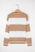 Textured Striped Long Sleeve Crew Neck Sweater
