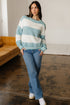 Textured Striped Long Sleeve Crew Neck Sweater