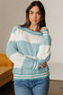 Textured Striped Long Sleeve Crew Neck Sweater