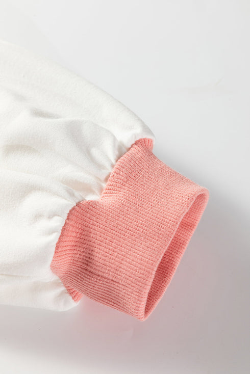 Textured Striped Patchwork Seam Detail Pullover Sweatshirt