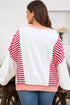 Textured Striped Patchwork Seam Detail Pullover Sweatshirt