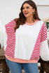 Textured Striped Patchwork Seam Detail Pullover Sweatshirt
