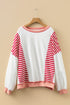 Textured Striped Patchwork Seam Detail Pullover Sweatshirt