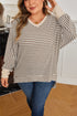 Textured Striped Ribbed Dolman High Low Long Sleeve Top
