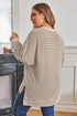 Textured Striped Ribbed Dolman High Low Long Sleeve Top