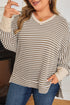Textured Striped Ribbed Dolman High Low Long Sleeve Top