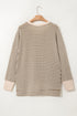 Textured Striped Ribbed Dolman High Low Long Sleeve Top