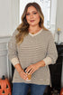 Textured Striped Ribbed Dolman High Low Long Sleeve Top