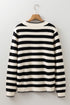 Textured Striped Round Neck Button Front Knit Cardigan