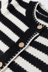 Textured Striped Round Neck Button Front Knit Cardigan