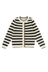 Textured Striped Round Neck Button Front Knit Cardigan