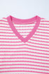 Textured Striped Short Sleeve Banded Hem Top
