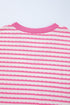 Textured Striped Short Sleeve Banded Hem Top