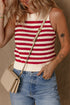 Textured Striped Sleeveless Crew Neck Knit Top