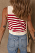 Textured Striped Sleeveless Crew Neck Knit Top