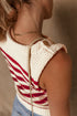 Textured Striped Sleeveless Crew Neck Knit Top