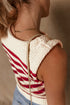 Textured Striped Sleeveless Crew Neck Knit Top