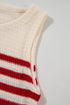Textured Striped Sleeveless Crew Neck Knit Top